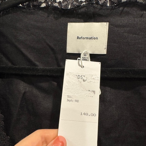 NWT Reformation black linen Annabella button up top - Picture 6 of 9